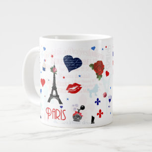 Paris-Muster mit Eiffelturm Jumbo-Tasse
