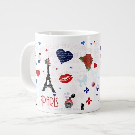 Paris-Muster mit Eiffelturm Jumbo-Tasse (Vorderseite Links)