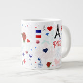 Paris-Muster mit Eiffelturm Jumbo-Tasse (Vorderseite Rechts)