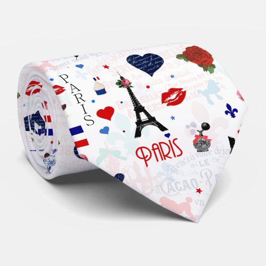 Paris-Muster mit Eiffelturm Krawatte (Gerollt)