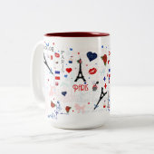 Paris-Muster mit Eiffelturm Zweifarbige Tasse (Vorderseite Links)