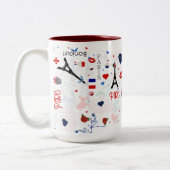 Paris-Muster mit Eiffelturm Zweifarbige Tasse (Links)