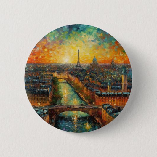 Paris nach Nacht-van-Gogh-Stil Button (Vorderseite)