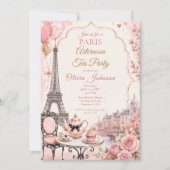 Paris Nachmittags-Teeparty Einladung (Vorderseite)