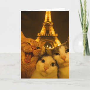 Paris Nacht Katze Selfie Squad Liebhaber           Karte