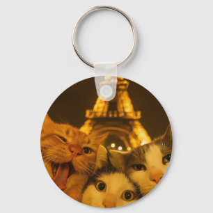 Paris Nacht Katze Selfie Squad Liebhaber           Schlüsselanhänger