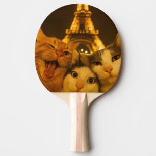 Paris Nacht Katze Selfie Squad Liebhaber Tischtennis Schläger