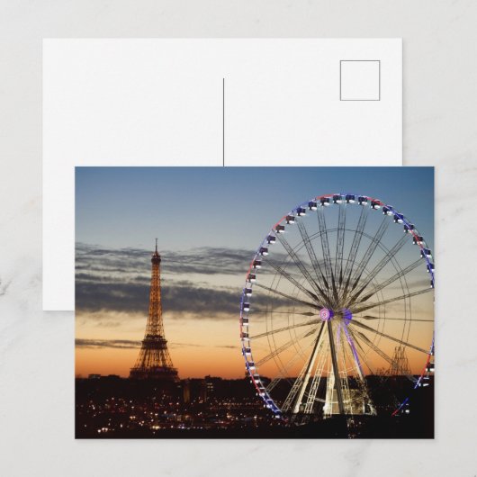Paris nachts postkarte (Vorne/Hinten)