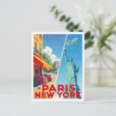 Paris New York Reise Postkarte (Stehend Vorderseite)
