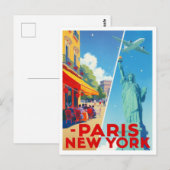 Paris New York Reise Postkarte (Vorne/Hinten)
