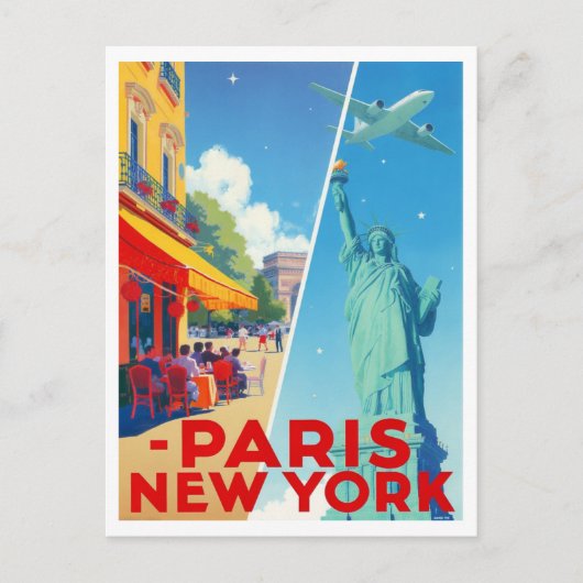 Paris New York Reise Postkarte (Vorderseite)