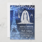 Paris Night Diamond Wedding Dress Brautparty Einladung (Vorderseite)
