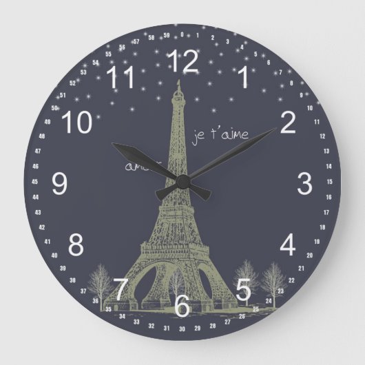 Paris Night Große Wanduhr (Vorderseite)