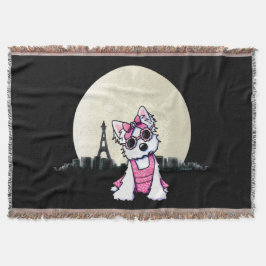 Paris Night Olivia Westie Throw Blanket Decke