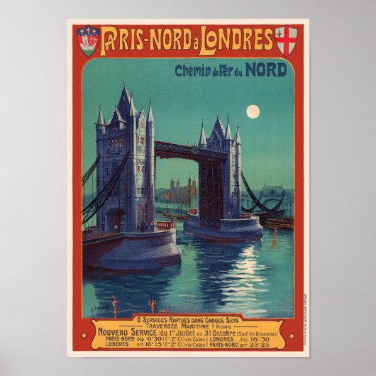 Paris Nord à Londres Vintage Poster 1900 (Vorne)