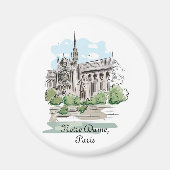 Paris Notre Dame Sketch Design Magnet (Vorne)