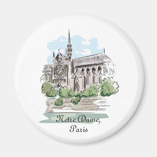 Paris Notre Dame Sketch Design Magnet (Vorne)