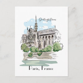 Paris Notre Dame Sketch Design Postkarte
