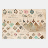 Paris Oh-la-Vintages Muster Geschenkpapier Set (Vorderseite 3)