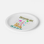 Paris Oh Lala Birthday Girl Eiffel Tower Matching Pappteller (Schrägansicht)