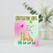 Paris Oh Lala Birthday Girl Eiffel Tower Matching Postkarte (Stehend Vorderseite)