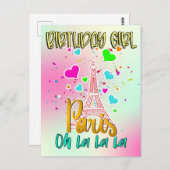 Paris Oh Lala Birthday Girl Eiffel Tower Matching Postkarte (Vorne/Hinten)