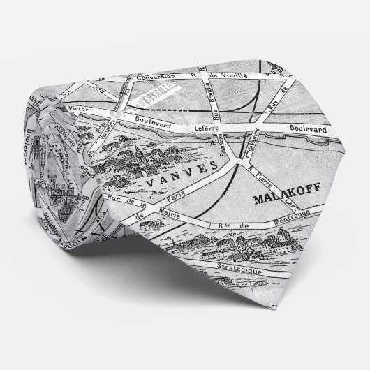 Paris Old Map Krawatte (Gerollt)