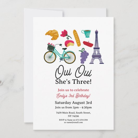 Paris Oui Oui Einladung (Vorderseite)