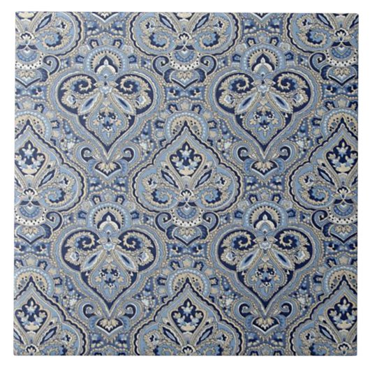 Paris Paisley Indigo Fliese (Vorderseite)