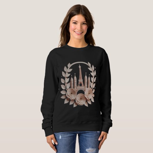 Paris Paper-Cut Floral Art T-Shirt  Sweatshirt (Vorne ganz)