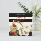 Paris Parfum Parfum Parfum Rose Heelse & Lipstick Einladung (Stehend Vorderseite)