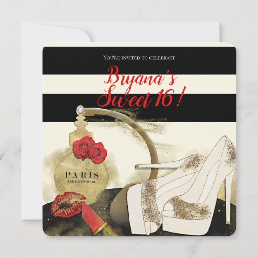 Paris Parfum Parfum Parfum Rose Heelse & Lipstick  Einladung (Vorderseite)