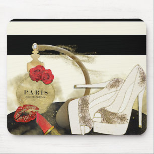 Paris Parfum Parfüm Rosen Absätze und Lippenstift Mousepad