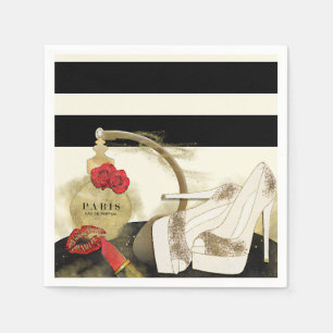 Paris Parfum Parfüm Rosen Absätze und Lippenstift Serviette