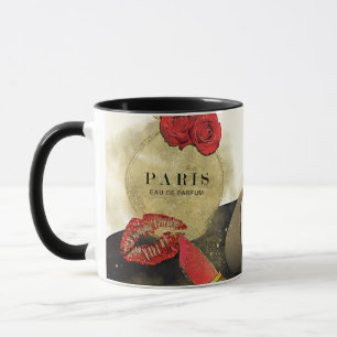 Paris Parfum Parfüm Rosen Absätze und Lippenstift Tasse