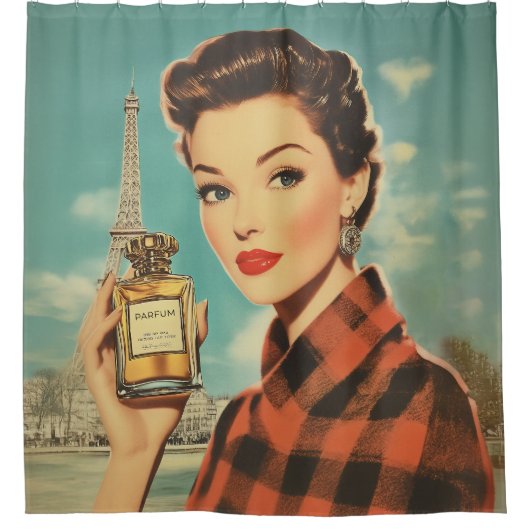 Paris Parfüm und Elegance Duschvorhang (Vorderseite)