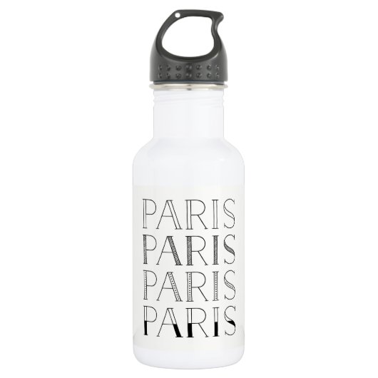 Paris Paris | Elegantes Französisch Inspiriert Edelstahlflasche (Vorderseite)