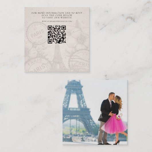 Paris Passport Wedding QR Begleitkarte (Vorne/Hinten)