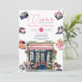 Paris Patisserie 1. Girl Birthday Party Einladung (Stehend Vorderseite)