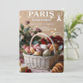 Paris Patisseries Macaroons Magazine Themed Einladung (Stehend Vorderseite)