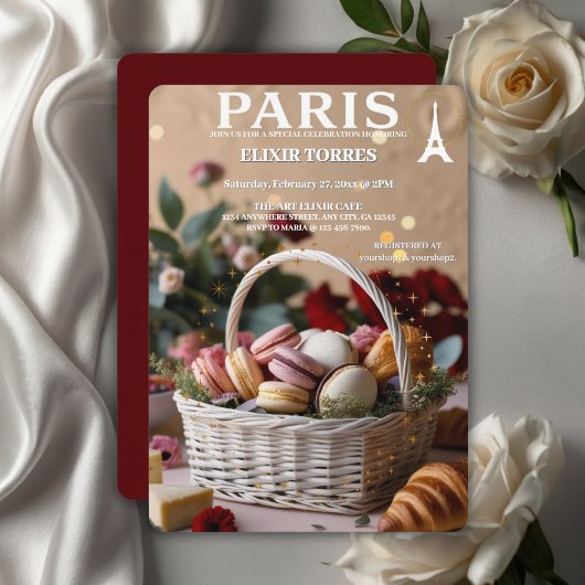 Paris Patisseries Macaroons Magazine Themed Einladung