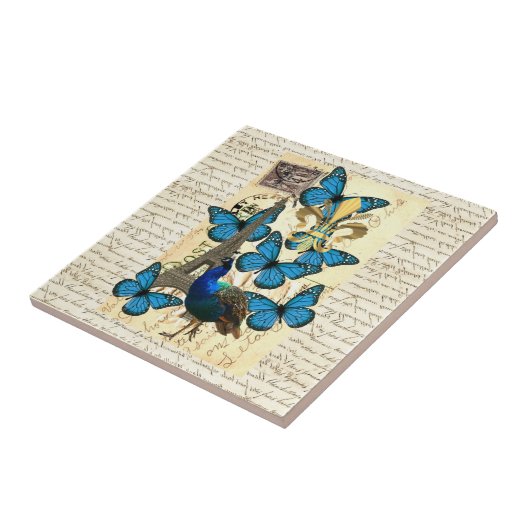Paris, Pfau und Schmetterlinge Fliese (Seite)