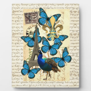 Paris, Pfau und Schmetterlinge Fotoplatte