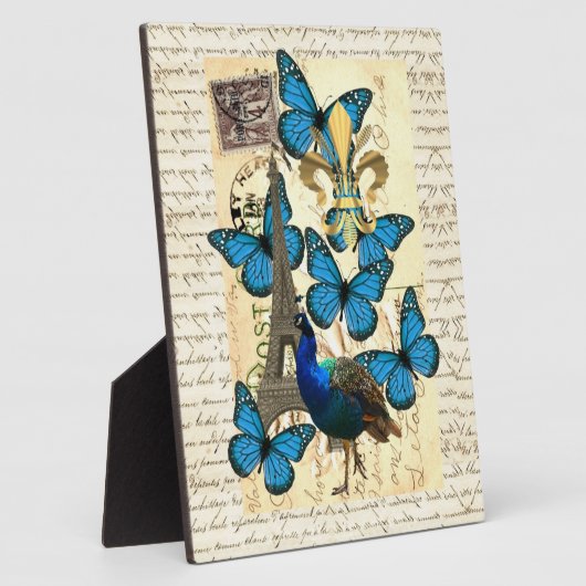 Paris, Pfau und Schmetterlinge Fotoplatte (Seite)