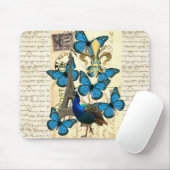 Paris, Pfau und Schmetterlinge Mousepad (Mit Mouse)