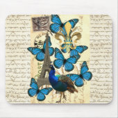 Paris, Pfau und Schmetterlinge Mousepad (Vorne)
