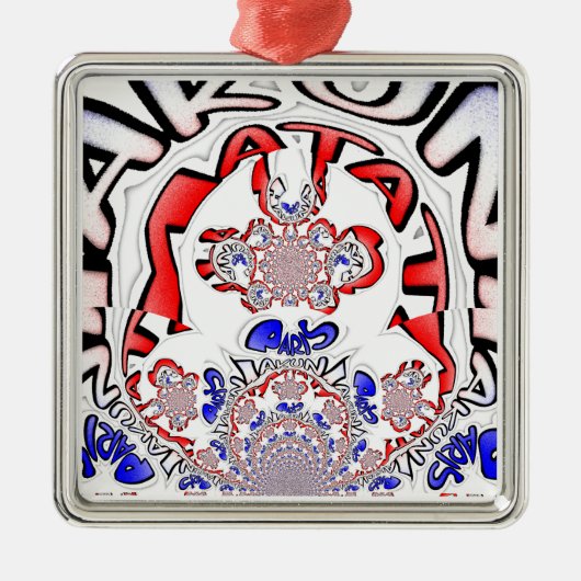 Paris phantastisches Textquotendesign Silbernes Ornament (Vorne)