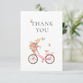 Paris Pink Bicycle Watercolor Gefallen Bag Dankeskarte (Stehend Vorderseite)