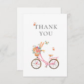 Paris Pink Bicycle Watercolor Gefallen Bag Dankeskarte (Vorne/Hinten)