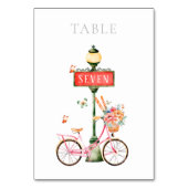 Paris Pink Bicycle Watercolor Tischnummer (Vorderseite)